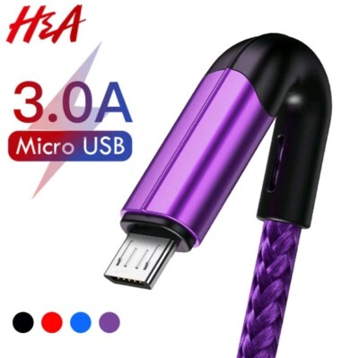 Micro USB Fast Charger and Data Sync Cable Braided for Samsung Android 6FT! RED!