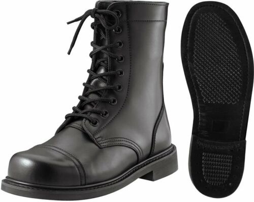 Bottes en cuir militaire noir, bottes de combat tactique uniforme - Photo 1 sur 5