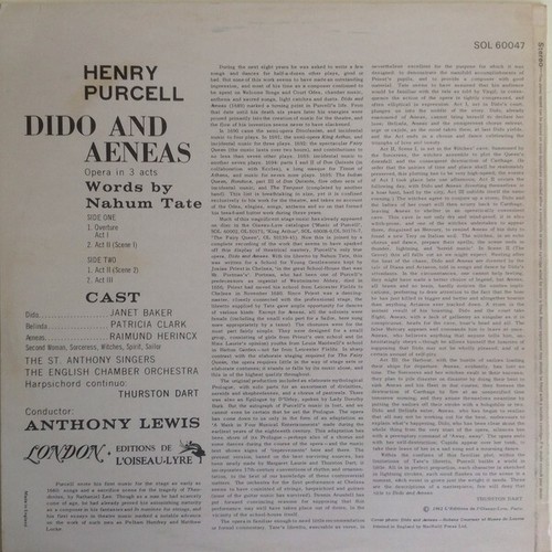 Henry Purcell - Dido And Aeneas (LP) - Picture 2 of 4