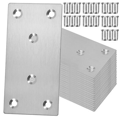 40PCS Stainless Steel Flat Braces 4x2 Inch Heavy Duty Joining Plates Wood Use