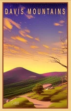 Davis Mountains State Park Texas Art Travel Poster (11x17 +Signed) Lone Star TX