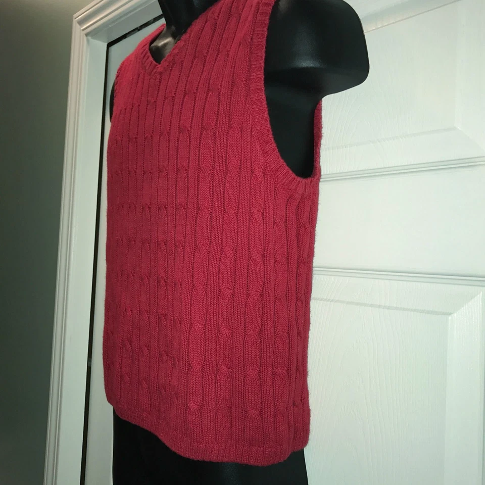 J Khaki Boys Sleeveless Sweater Vest Crimson Red Burgundy Sz Medium Ramie Cotton - Image 3 of 4