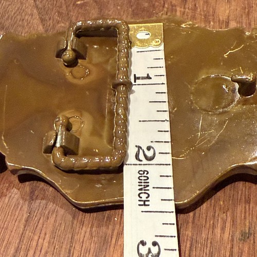 Vtg Whitetail Buck Deer Raintree USA Belt Buckle Brass 1970s Wildlife Maximalist - Picture 7 of 8