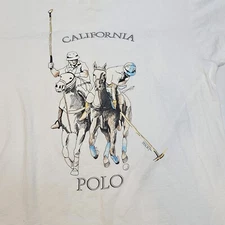 VTG California Polo T-shirt Size XL on Screen Stars Best Tag Single Stitch White