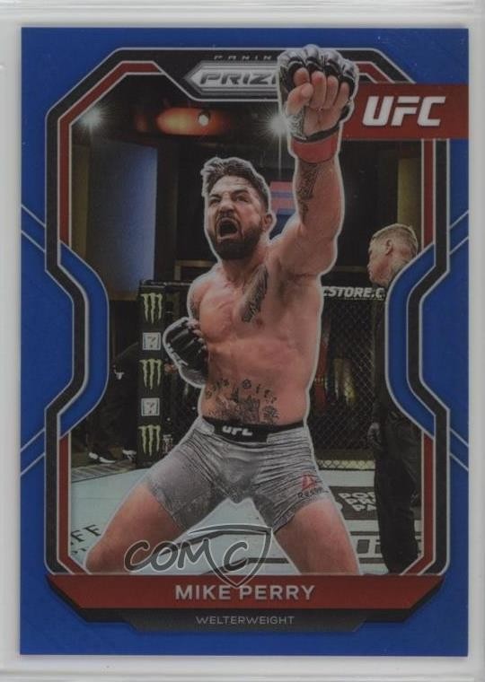 2021 Panini Prizm UFC Blue Prizm 34/199 Mike Perry #19 3g6