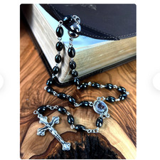 Car Rear View Mirror Rosary Black Beads Handmade Bethlehem Holy Land