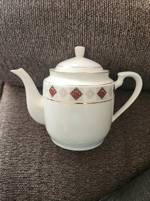 Vintage Midcentury Fine China Teapot With Gold Trim