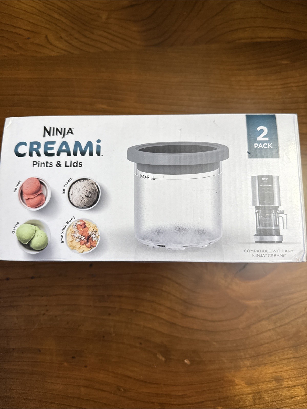 NEW NINJA CREAMI "AUTHENTIC"  "PINTS & LIDS" (2 PACK)  WORKS w/ANY NINJA CREAMI