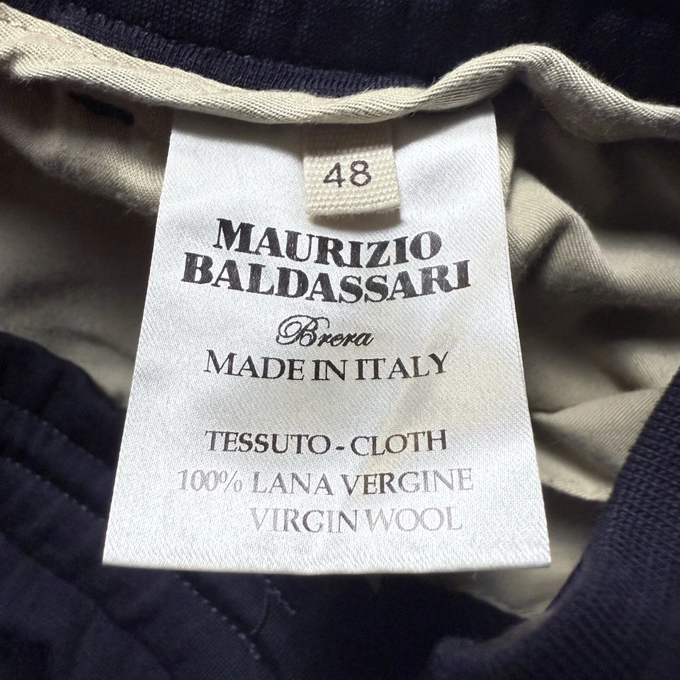 Maurizio Baldassari Pants Mens EU 48 100% Wool Drawstring Sweatpants Italy - Image 3 of 4