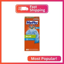 Hefty Blue Trash Bags, Blue, 13 Gallon, 60 Count
