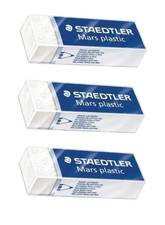 Staedtler Mars Plastic Drafting Eraser White Lot/3 Latex-Free School Office Home