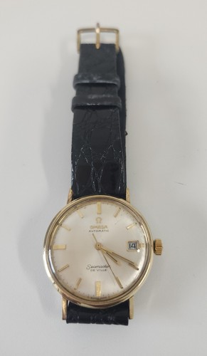 Vintage 14k Yellow Gold Omega Automatic Seamaster De Ville Men's Watch with Date - Imagen 6 de 7