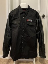 Knox FR Men s Size 2XL Fire Resistant Black Shirt Pearl Snap Leather Like Sleeve