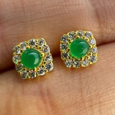 925 Sterling Silver Earrings Emerald 3mm Natural Gemstone Zircon Jewelry Gift
