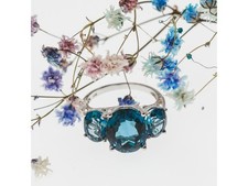 925 Sterling Silver Aquamarine Ring Size 9