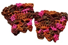 Pink brwn yarn Lacy cuffs handmade crochet retro Fingerless Gloves Wrist Warmers