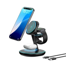 3-in-1 Charging Station, 2X Faster 15W Wireless Charging Station for iPhone 1...