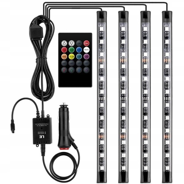 LED Streifen RGB Auto Innenraumbeleuchtung 12V 4 StüCk Mit Fernbedienung, 8-image