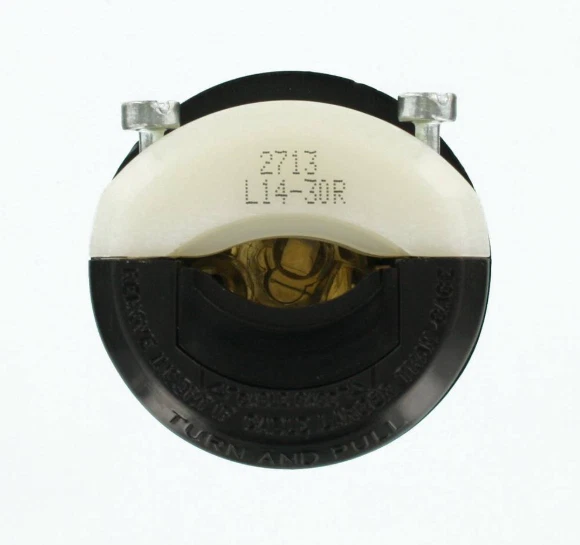 Conector de Bloqueo Leviton 30 Amp 125/250 Voltios, Blanco y Negro 2713-CS Foto 3 de 4