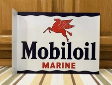 Mobiloil Marine Sign Boat Gas Oil Double Sided Vintage Style Wall Decor
