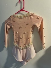 Ice Skating Girls competition /training outfit Pink w-flower rhinestones