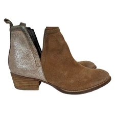 Diba True Split Ankle Boots Suede Metallic Stop By Leather Women’s Sz 7.5