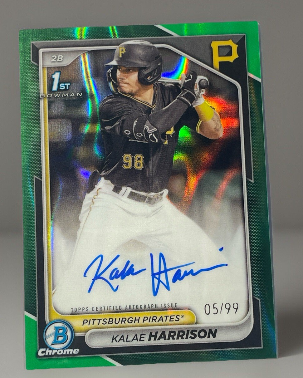 2024 Bowman Chrome Kalae Harrison 1st Bowman Green Lava Auto /99 RC – Pirates 🏴