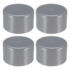 4 Pcs Pipe Caps, PVC Round Tube End Cap Replacement (Gray, 50mm ID)
