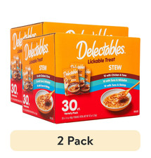  2 pack Hartz Delectables Stew Lickable Wet Cat Treats Variety Pack, 30 Count