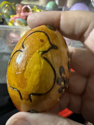 VTG Wooden Egg Carved With Ducks Hand Painted - Picture 7 of 13
