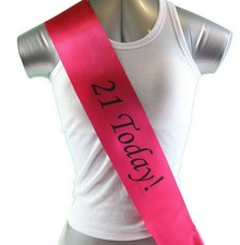 21st Birthday Sash - 21 Today Party - Hot Pink/Black Monotype Font