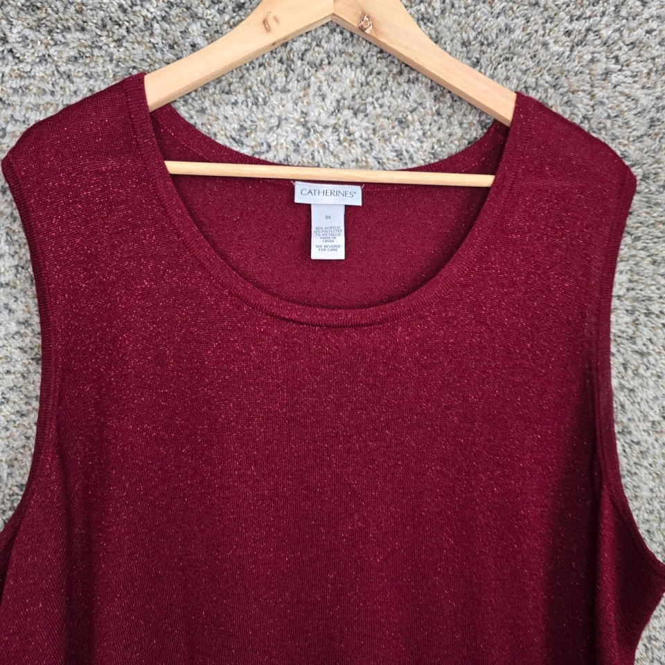 Blusa Catherines Top Mujer Plus 3X Granate Tejido Sin Mangas Cuello Redondo Damas Foto 4 de 4