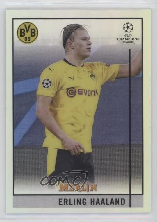 2020-21 Topps Merlin Collection Chrome UCL Refractor Erling Haaland #65 0g14