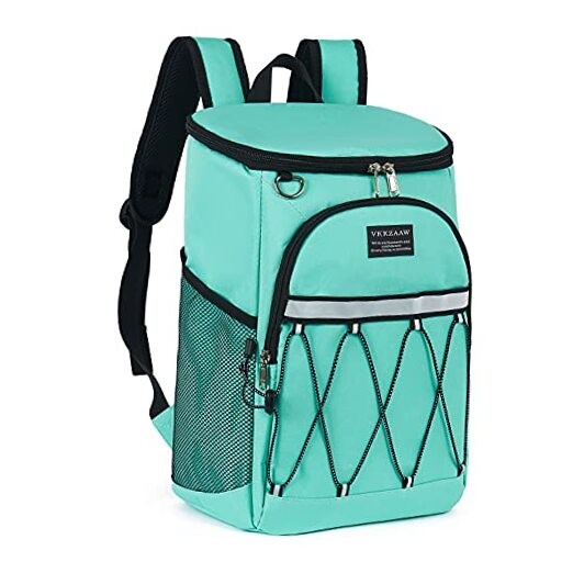 Insulated Leak-Proof Backpack Cooler Holds 26 Cans for Beach Outings - Teal
