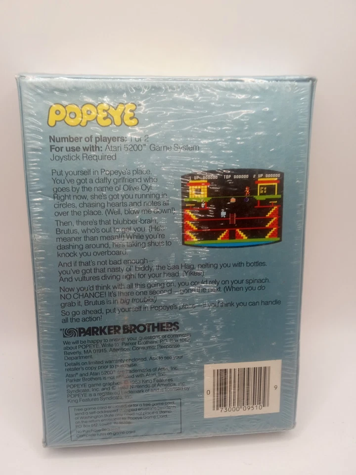 Vintage 1983 Parker Brothers Atari 5200 Video Game POPEYE  - Image 2 of 4