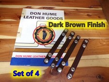 Set of 4 DON HUME Brown Police Duty Belt Keepers 3/4" Wide w Double Chrome Snaps