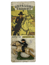 NOS Vintage 1950's HOPALONG CASSIDY Pewter Toy Figure Horse Cowboy NEW