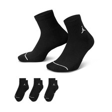 ADULT UNISEX JORDAN EVERYDAY ANKLE SOCKS 3 PAIRS BLACK/WHITE DX9655-010-SIZE M