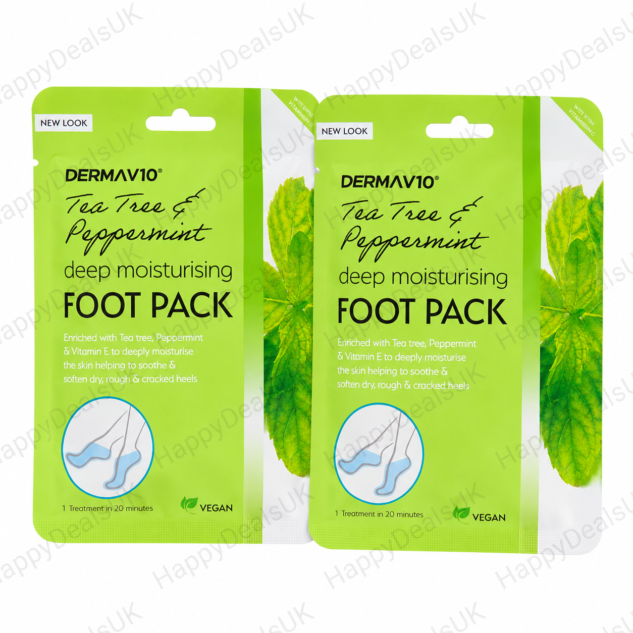 10 X Derma V10 Deep Moisturising Foot Pack Tea Tree & Peppermint - Image 9