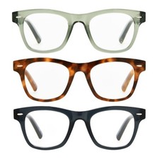 Foster Grant Design Optics 2.0 Way Style Reading Glasses 817 3PK TOR, BLU, GRN