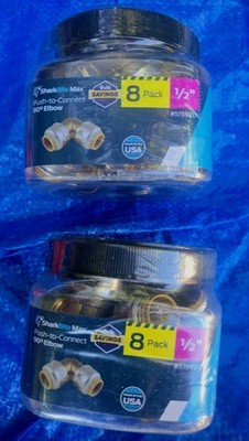 (2) Sharkbite Max 8-Pack 1/2'' Push-to-Connect 90° Elbow 5759217/UR248J - NEW
