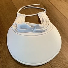 Sun 'N' Sand Visor Wide Brim White with Back Tie Adjustable UPF 50+