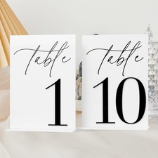 Acrylic Wedding Table Numbers 1-10 with Stands, 5"x7" White Acrylic Place Car...