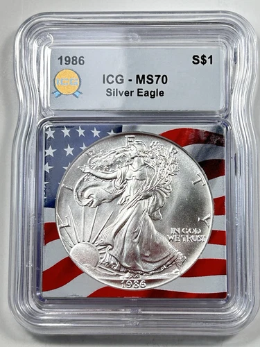 1986 $1 American Eagle ICG MS70 1 oz Fine .999 Silver Coin
