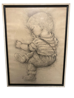 Dänischer Ib Spang Olsen (1921-2012) Druck Sleeping Kid, gerahmt m. Glas, 34x...