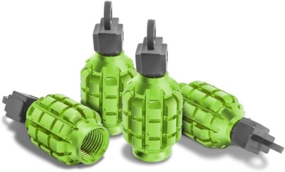 4x Green Creative Styling Tire Valve Stem Caps Covers Fits Universal