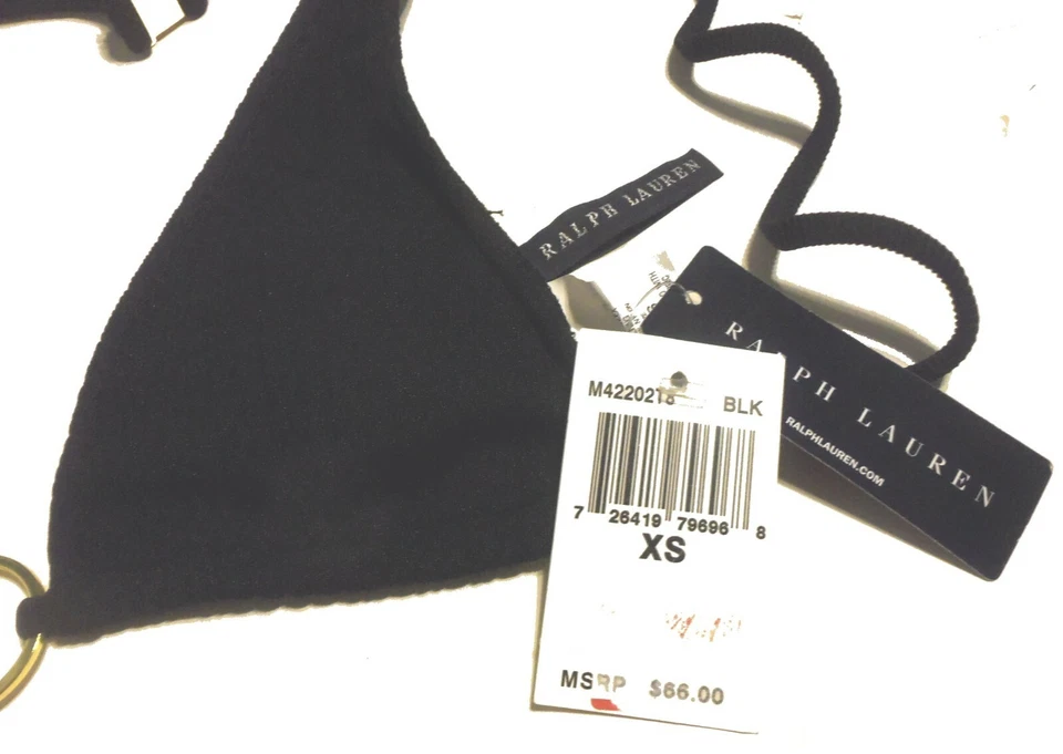 Ralph Lauren Negro Halter Bikini Traje de Baño Talla XS Top, Parte Inferior L Nuevo con Etiquetas $118 Foto 3 de 4