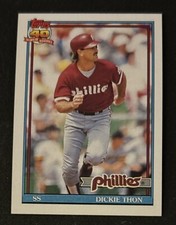 1991 Topps Dickie Thon Baseball Card #439 Phillies SS VG O/C