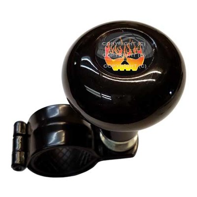 Black Steering Wheel Suicide Spinner Handle Knob Car Truck - HOT ROD FLAME SKULL