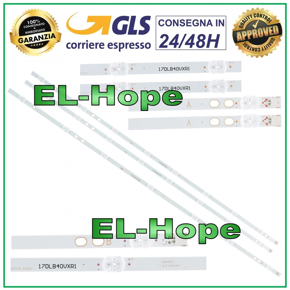KIT 3 BARRE STRIP LED PER TV 40" TELEFUNKEN LB215 LB216 LB40017 17DLB40VXR1